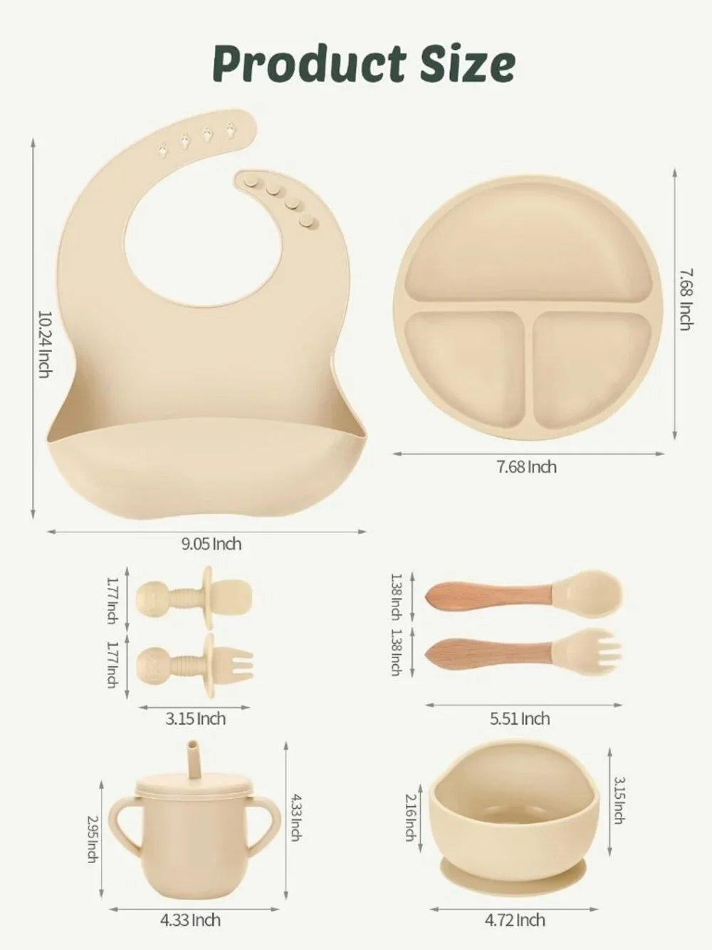24 PCS Silicone Baby Feeding Set - Suction Bowls, Divided Plates, Bibs & Cups